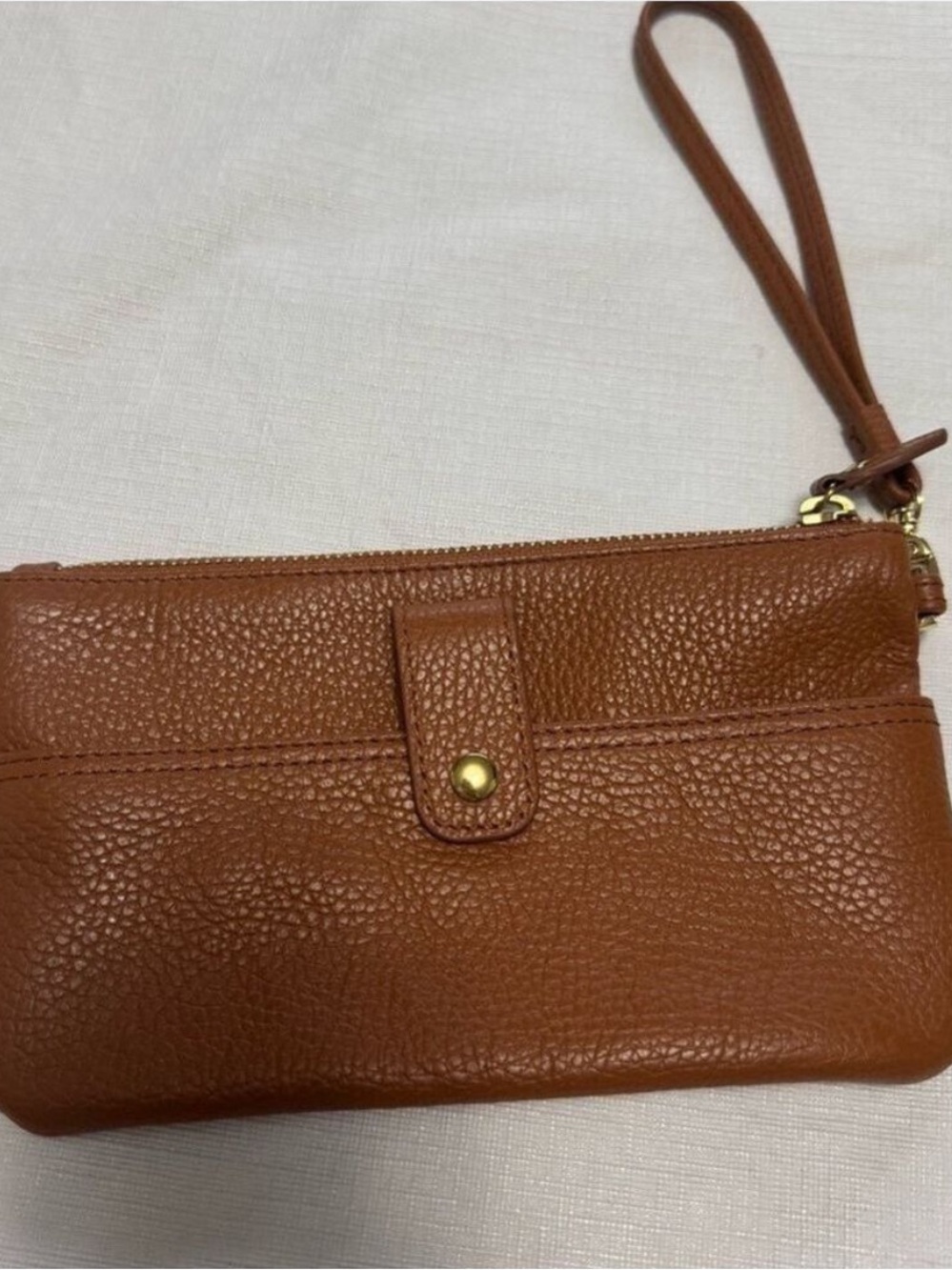 Lodis Brown Leather Wristlet Clutch